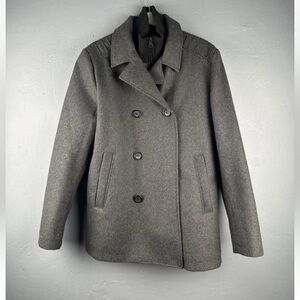 Guess Men’s Sz Medium Dark Gray  Double Breasted  Wool-blend Peacoat